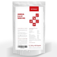 NUTRINAX | Omega 3-6-9 | 3er Pack | 3 x 400 Kapseln | 1000mg pro Kapsel | mit EPA und DHA - hochdosiert | ALA - Omega 3, 6 & 9 | optimale Bioverfügbarkeit