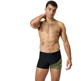 Speedo Medley Logo Badehose Boxer - Black / Hyper Yellow - UK 40