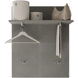 Garderobenpaneel INOSIGN "Pratiko, Breite 63 cm, Höhe 78 cm, Wandpaneel, Wandgarderobe", steinfarben (pietra), B:63cm H:78cm T:27cm, Holzwerkstoff, Garderobenpaneele, Flurgarderobe mit Ablage, 2 Kleiderstangen, 2 Kleiderhaken