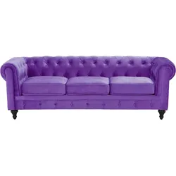 3-Sitzer Sofa Samtstoff violett CHESTERFIELD