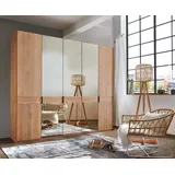 Drehtürenschrank WIEMANN "Cardiff, Massivholztüren in Kombination mit Glas- oder Spiegeltüren", braun (parsol, bronze, spiegelglas), B:246,3cm H:216cm T:58cm, Floatglas, Holzwerkstoff, Hartfaserplatte, Massivholz, Schränke, hochwertiges Design in langlebiger Qualität, viel Stauraum