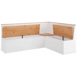 Home Affaire Eckbank HOME AFFAIRE "Sara, TOPSELLER", weiß (weiß, honig), B:200cm H:90cm T:53cm, FSC-zertifiziertes Massivholz, Sitzbänke, Eckbank, aus massiver Kiefer in 2 Größen, Stauraummöglichkeiten