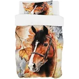 Zomer Bettwäsche 135 x 200 cm Pferd Motiv Bettbezug Set 2teilig Weich Mikrofaser Bettwäsche Deckenbezug - 1 Flauschige Bettbezug und 1 Kissenbezug 80x80cm