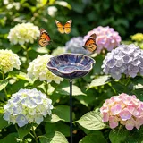 VUKHWX Vogeltränke Gartenstecker 60CM, 2-in-1 Für Vögel Bienen Insekten, Keramik Rostfrei, Für Garten Balkon Terrasse (D)