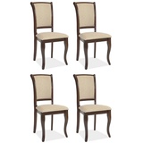 Casa Padrino Jugendstil Esszimmer Stuhl 4er Set Creme / Dunkelbraun 44 x 44 x H. 96 cm - Elegante Massivholz Küchen Stühle - Barock & Jugendstil Esszimmer Möbel