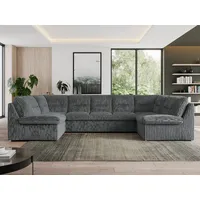 MKS MÖBEL Ecksofa MORBIDO U, Set, Wellenfedern, HR-Schaum, Wohnlandschaft XXL, Sofa XXL, U-förmige Ecke, Bigsofa, mit schlaffunktion, U-Couch grau