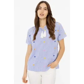 Zwillingsherz Kurzarmbluse Stripe & Stitch Blau L/XL