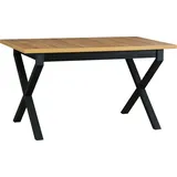 Esstisch Ikon 1 ausziehbar, klappbar, Schwarz, Buchenholz, Metall, Laminat, 140-180x80x77 cm - Braun