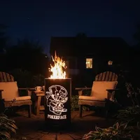 TiKo-Design Feuertonne - Lagerfeuertonne - Feuerkorb mit Pokerface Motiv – Verleihen Sie Ihrem Garten EIN besonderes Ambiente für unvergessliche Abende mit ihren Freunden