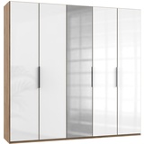 WIMEX Level 250 x 236 x 58 cm Plankeneiche Nachbildung/Weißglas mit Glas- und Spiegeltüren