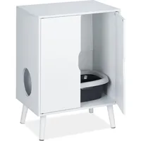 Relaxdays Katzenschrank für Katzentoilette Weiß
