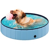 REXOO Hundepool Swimmingpool Hunde Pool Faltbar Hundebad Doggy Plantschbecken Becken Blau ø120 x 30 cm