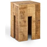 amagohome Blumensäule Blumen Hocker Beistelltisch quadratisch 28 x 45 x 28 cm Braun