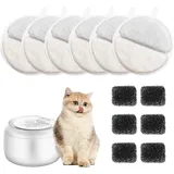 6+6 Stück Trinkbrunnen Katzen Ersatzfilter, Filter Katzenbrunnen für 84 FL oz/2.5L Trinkbrunnen für Katzen und Hunde, mit Kohlefilter und Schaumfilter