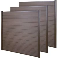 Mendler WPC-Sichtschutz Sarthe, Windschutz Zaun, Alu-Pfosten 3er Set, 5,6m