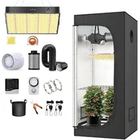 JUNG Gewächshaus Growbox Komplettset Anzuchtset mit Zuchtzelt LED Lampe, Anbau Pflanzen, BxTxH: 100x100x200,00 cm, Growbox, Gewächshaus Komplett Set - Schwarz