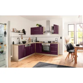 kochstation Winkelküche KS-Samos L-Form 220 cm lila