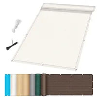 Balkon Sichtschutz 90 x 290 cm Atmungsaktiv Sonnenschutz Balkonumspannung Ohne Bohren, Uv-Schutz Reißfest Windschutz Balkon Sichtschutz für für Balkongeländer, Weiß