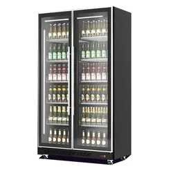 2-türiger Kühlschrank aus schwarzem Glas