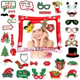 37 Stück Weihnachten Foto Requisiten und Weihnachten Aufblasbare Fotorahmen,Weihnachten·Neuheit Selfie Photo Frame,Foto Requisiten Weihnachten·Party DIY Fotoaccessoires für Weihnachtsfeiern Dekoration