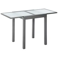 Gartentisch ausziehbar Metall/Glas L: 65 - 130 cm