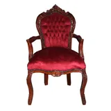 Casa Padrino Barock Esszimmer Stuhl mit Armlehnen Bordeaux/Braun