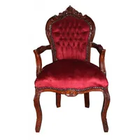 Casa Padrino Barock Esszimmer Stuhl mit Armlehnen Bordeaux/Braun