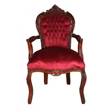 Casa Padrino Barock Esszimmer Stuhl mit Armlehnen Bordeaux/Braun