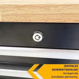 JCB Werkstattwagen Stahl 8 Schubladen Holzarbeitsplatte bestückt