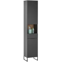 BASIC by Balculina Denver Hochschrank 38 x 195 cm Schwarz/Holz/Metall