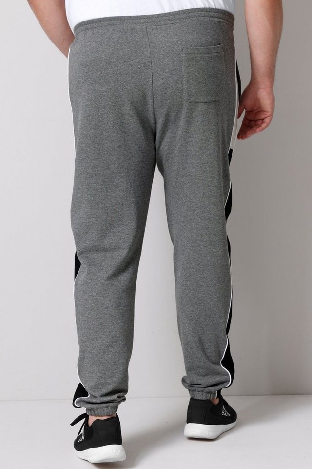 Men Plus Sweathose Men+ Jogginghose Bauchfit Seitenstreifen bis 80/82 grau|schwarz 56