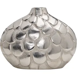 Blumenvase Rund TIMGAD handgefertigt Aluminium 26 cm Silber