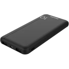 Philips Powerbank 10000mAh mit LED + Micro-USB Kabel black - Transparent
