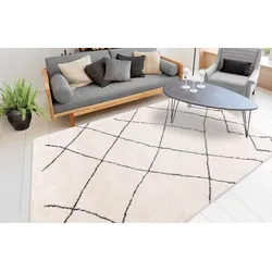 Teppich ME GUSTA "Orlando 525", beige (elfenbein), B:80cm H:27mm L:150cm, Polyester, Teppiche, Attraktives Muster, Retrolook,Baumwollrücken, Fußbodenheizung geeignet