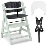 hauck Hochstuhl Alpha+ mit Tablett Click Tray und Sitzpolster - Mitwachsender Babystuhl aus Holz, Kinderhochstuhl ab 6 Monate, verstellbar - Mint