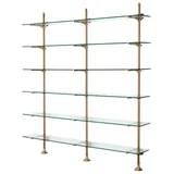 Casa Padrino Designer Doppel-Wandregal Antik Messing 220 x 41 x H. 240 cm - Luxus Wohnzimmer Möbel