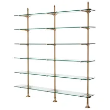 Casa Padrino Designer Doppel-Wandregal Antik Messing 220 x 41 x H. 240 cm - Luxus Wohnzimmer Möbel