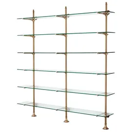 Casa Padrino Designer Doppel-Wandregal Antik Messing 220 x 41 x H. 240 cm - Luxus Wohnzimmer Möbel