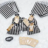 Adventskalender zum Befüllen Schwarze Tüten, Kraft Anhänger+ schwarz weißes Band