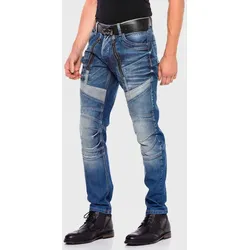 Straight-Jeans CIPO & BAXX "JEANS", Herren, Gr. 28, Länge 32, blau, 98% Baumwolle;2% Elasthan, unifarben, casual, figurumspielend lang, Jeans, in Straight-Fit