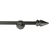 GARESA Gardinenstange SPYRNA, Ø 16 mm, 1-läufig, Wunschmaßlänge, mit Bohren, verschraubt, Holzwerkstoff, Metall, Vorhanggarnitur, verlängerbar, Spitze, ohne Ringe schwarz Ø 16 mm x 170 cm