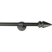 GARESA Gardinenstange SPYRNA, Ø 16 mm, 1-läufig, Wunschmaßlänge, mit Bohren, verschraubt, Holzwerkstoff, Metall, Vorhanggarnitur, verlängerbar, Spitze, ohne Ringe schwarz Ø 16 mm x 170 cm