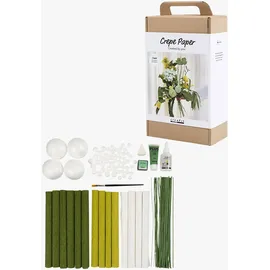 Creativ Company Krepppapier Maxi Kreativ Set Blumenstrauß Hellgrün Dunkelgrün Pastellgrün Weiß