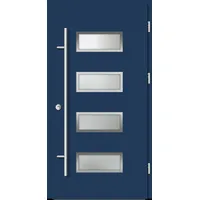 Aluminium  Haustür "NADINE" 82 mm RC2 Saphirblau RAL 5003 beidseitig außen öffnend DIN rechts