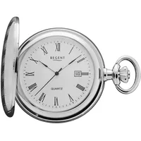 Taschenuhr REGENT "P737-19527740" Taschenuhren silberfarben (edelstahlfarben) Damen Quarzuhr, Herrenuhr, Datum, Acrylglas