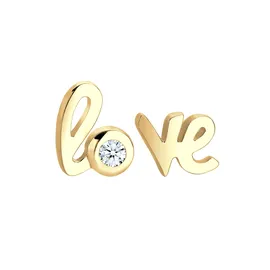 Elli DIAMONDS Ohrstecker Love Schriftzug Gelbgold 585 0,03 ct.