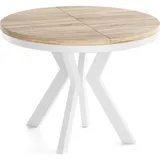 WFL GROUP Runder Ausziehtisch 80-130 x 77 cm Hellbraun