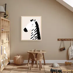 Bild mit Rahmen LÜTTENHÜTT "oder Poster, Zebra im Profil", bunt (farbe rahmen: beige, farbe bild(er): bunt), B:50cm H:70cm T:0,7cm, Holz, Plexiglas, Bilder, HD Premium Druck