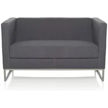 HJH Office Sofa BARBADOS Stoff 2-Sitzer dunkelgrau