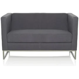 HJH Office Sofa BARBADOS Stoff 2-Sitzer dunkelgrau